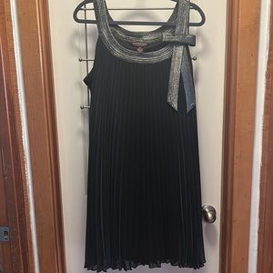 Ruffled overlay slip dress with bow detail